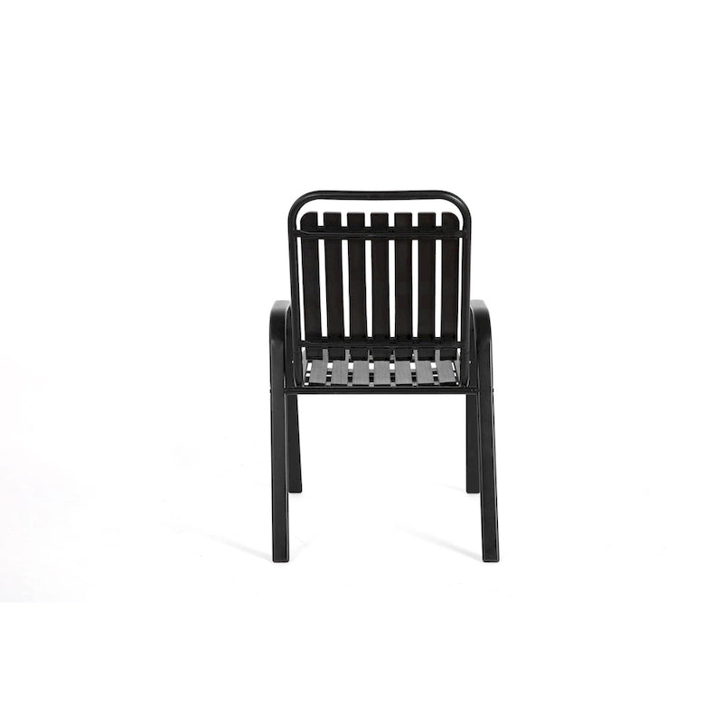 Ensemble de salle à manger d'extérieur 7 pièces comprenant une table rectangulaire en acier et 6 chaises.