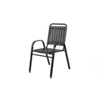 Ensemble de salle à manger d'extérieur 7 pièces comprenant une table rectangulaire en acier et 6 chaises.