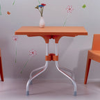 Table de salle à manger pliante carrée de patio orange et argent 31