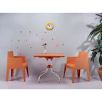 Table de salle à manger pliante carrée de patio orange et argent 31