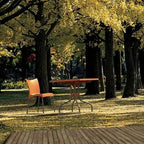 Table de salle à manger pliante carrée de patio orange et argent 31