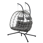 GDFStudio - Fauteuil suspendu œuf Sophia pour 2 personnes avec support, pour espaces de détente intérieurs et extérieurs