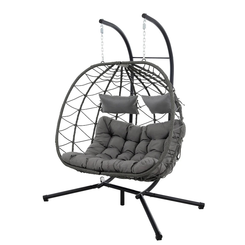 GDFStudio - Fauteuil suspendu œuf Sophia pour 2 personnes avec support, pour espaces de détente intérieurs et extérieurs
