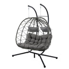 GDFStudio - Fauteuil suspendu œuf Sophia pour 2 personnes avec support, pour espaces de détente intérieurs et extérieurs