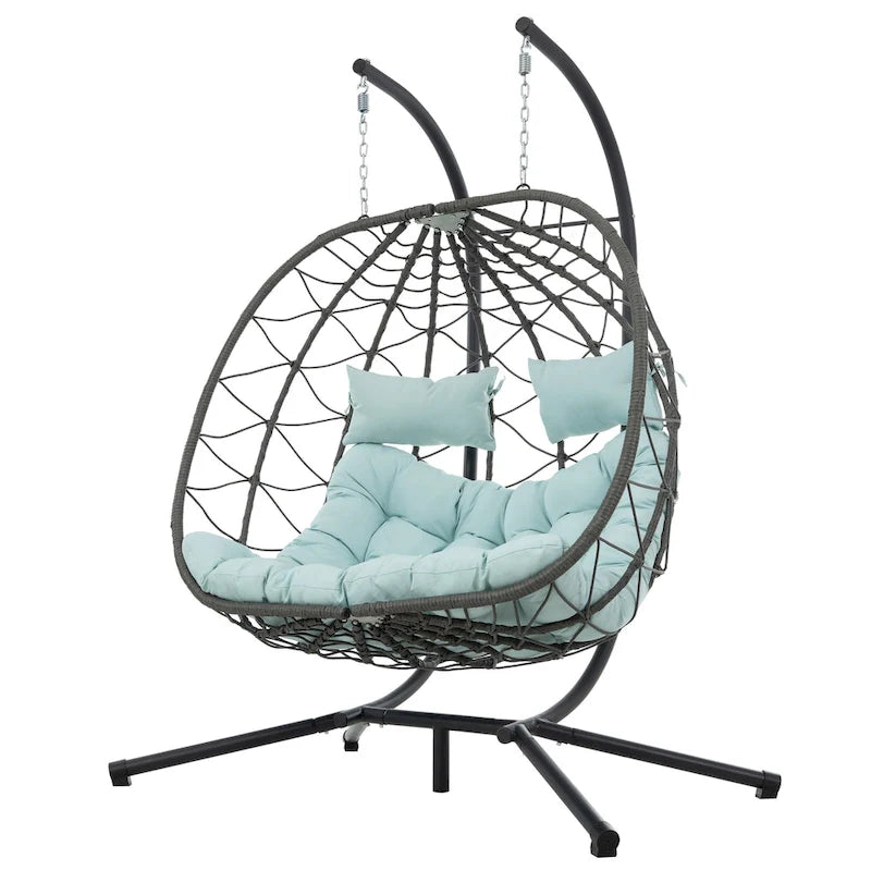 GDFStudio - Fauteuil suspendu œuf Sophia pour 2 personnes avec support, pour espaces de détente intérieurs et extérieurs