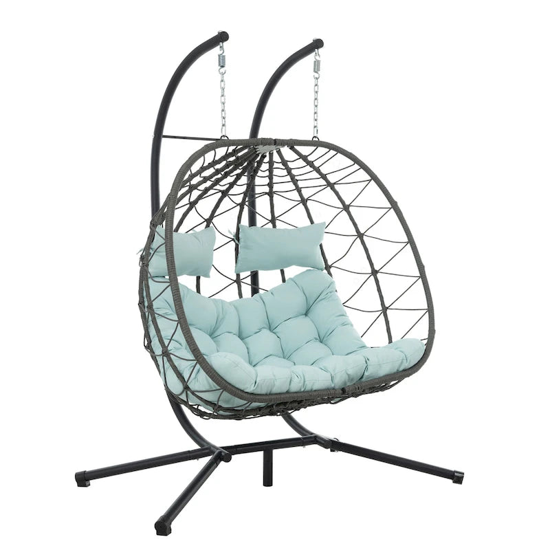GDFStudio - Fauteuil suspendu œuf Sophia pour 2 personnes avec support, pour espaces de détente intérieurs et extérieurs