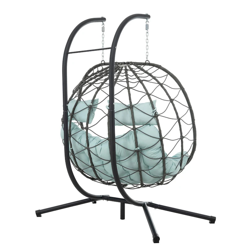 GDFStudio - Fauteuil suspendu œuf Sophia pour 2 personnes avec support, pour espaces de détente intérieurs et extérieurs