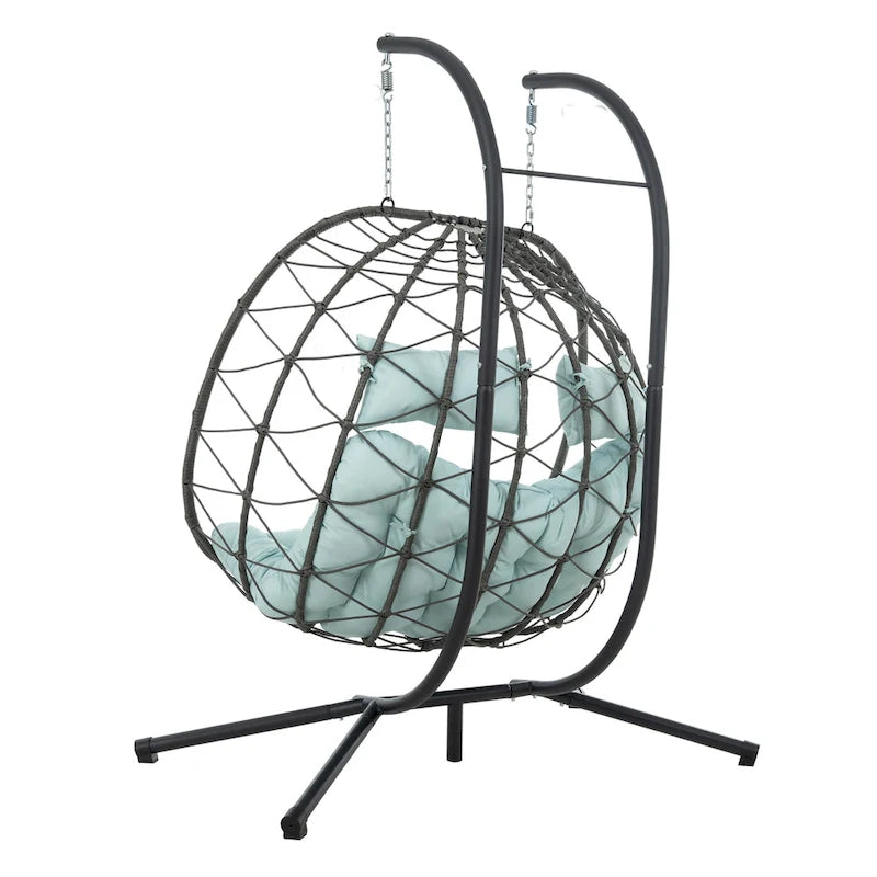 GDFStudio - Fauteuil suspendu œuf Sophia pour 2 personnes avec support, pour espaces de détente intérieurs et extérieurs