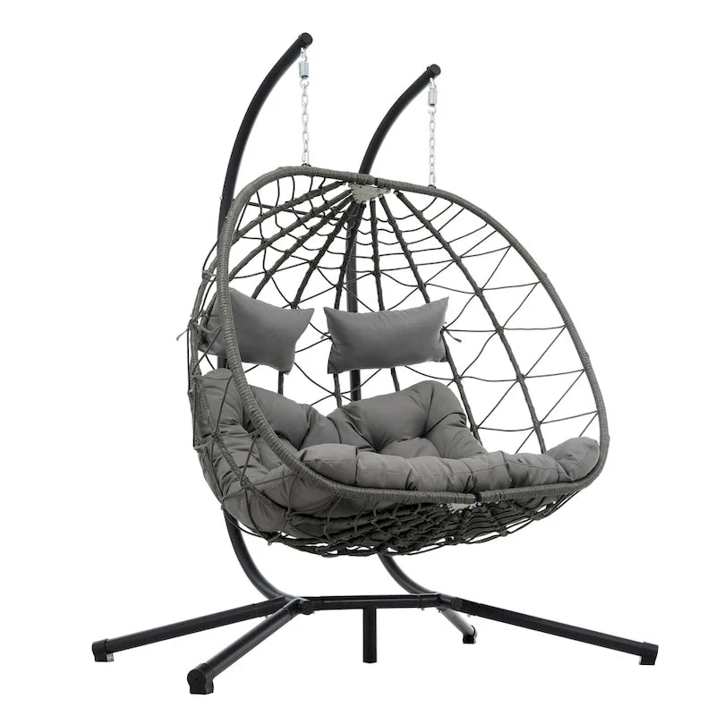 GDFStudio - Fauteuil suspendu œuf Sophia pour 2 personnes avec support, pour espaces de détente intérieurs et extérieurs