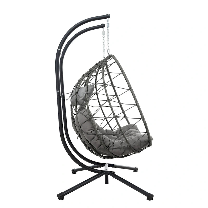 GDFStudio - Fauteuil suspendu œuf Sophia pour 2 personnes avec support, pour espaces de détente intérieurs et extérieurs