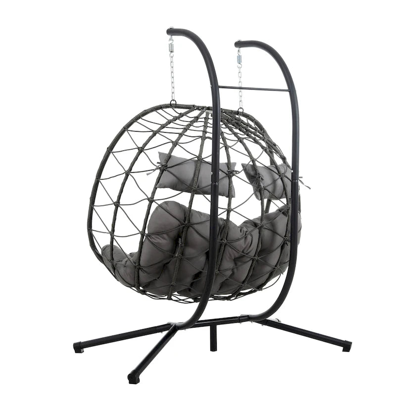GDFStudio - Fauteuil suspendu œuf Sophia pour 2 personnes avec support, pour espaces de détente intérieurs et extérieurs