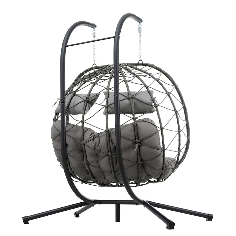 GDFStudio - Fauteuil suspendu œuf Sophia pour 2 personnes avec support, pour espaces de détente intérieurs et extérieurs
