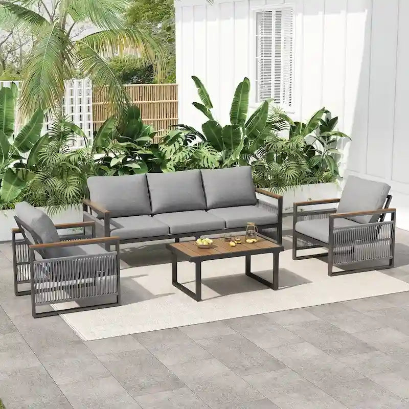 Ensemble de mobilier de patio en métal pour se détendre et recevoir
