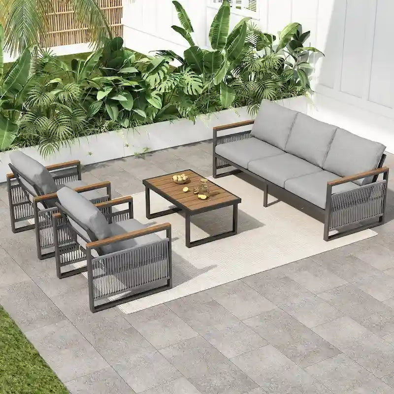 Ensemble de mobilier de patio en métal pour se détendre et recevoir