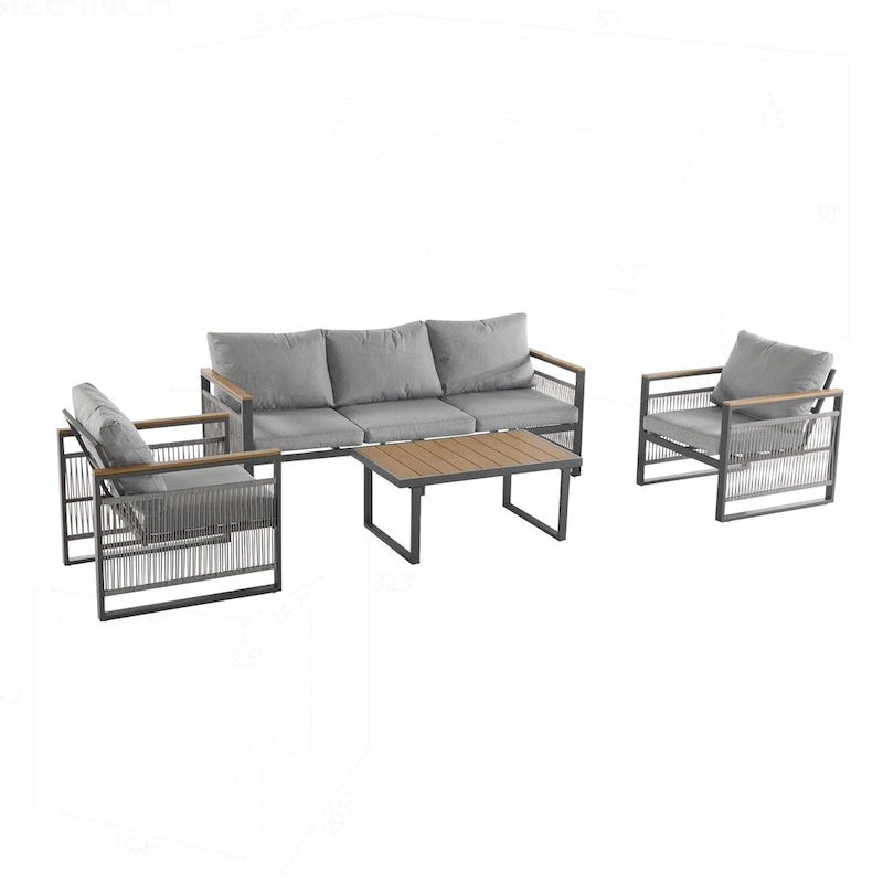 Ensemble de mobilier de patio en métal pour se détendre et recevoir