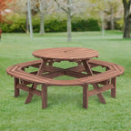 Table de pique-nique extérieure en bois pour plusieurs personnes avec diverses caractéristiques