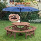 Table de pique-nique extérieure en bois pour plusieurs personnes avec diverses caractéristiques