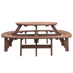 Table de pique-nique extérieure en bois pour plusieurs personnes avec diverses caractéristiques