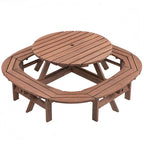 Table de pique-nique extérieure en bois pour plusieurs personnes avec diverses caractéristiques