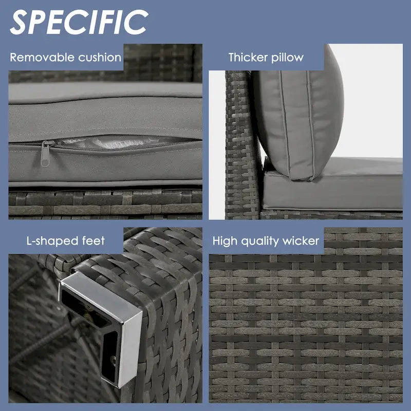 Ensemble de mobilier de jardin en rotin 9 pièces, sectionnel et conversation