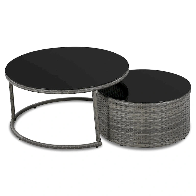 Ensemble de mobilier de jardin en rotin 9 pièces, sectionnel et conversation