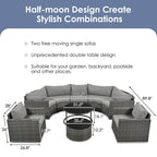 Ensemble de mobilier de jardin en rotin 9 pièces, sectionnel et conversation