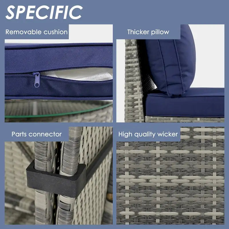 Ensemble de mobilier de jardin en rotin 9 pièces, sectionnel et conversation