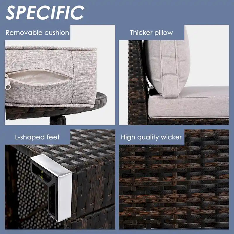 Ensemble de mobilier de jardin en rotin 9 pièces, sectionnel et conversation