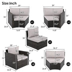 Ensemble de mobilier de jardin en rotin 9 pièces, sectionnel et conversation