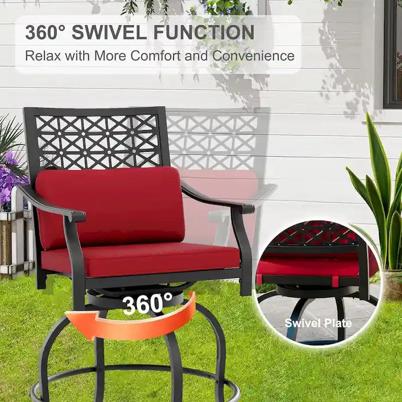 Ensemble de 2 chaises pivotantes de patio avec coussin d'assise