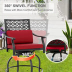 Ensemble de 2 chaises pivotantes de patio avec coussin d'assise