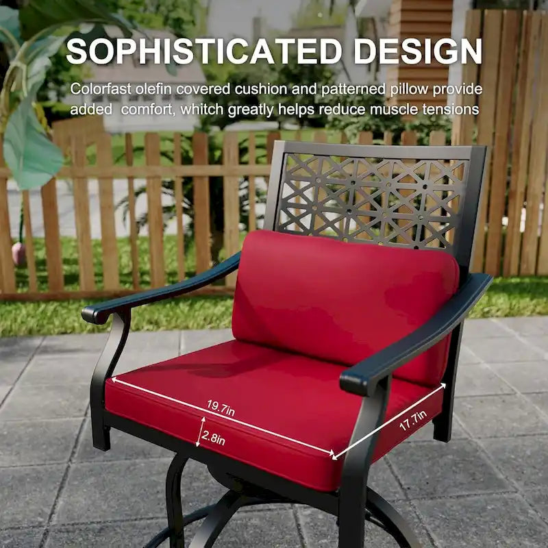 Ensemble de 2 chaises pivotantes de patio avec coussin d'assise