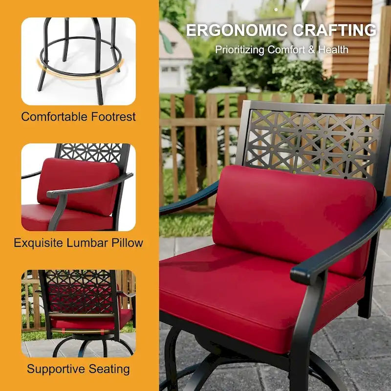 Ensemble de 2 chaises pivotantes de patio avec coussin d'assise