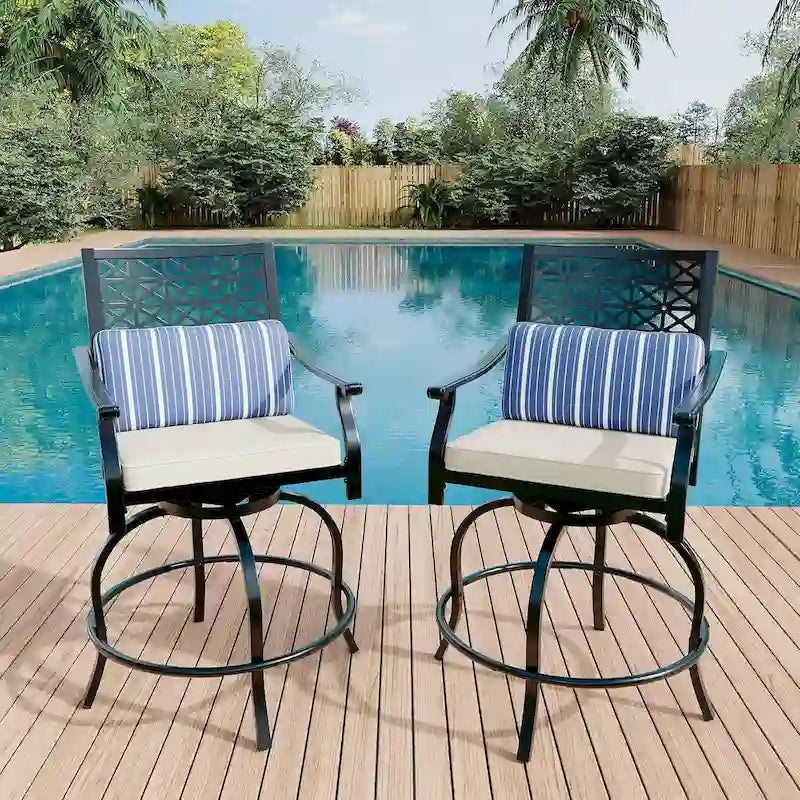Ensemble de 2 chaises pivotantes de patio avec coussin d'assise