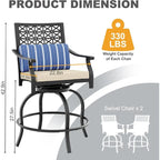 Ensemble de 2 chaises pivotantes de patio avec coussin d'assise