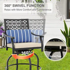 Ensemble de 2 chaises pivotantes de patio avec coussin d'assise