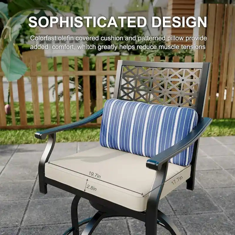 Ensemble de 2 chaises pivotantes de patio avec coussin d'assise