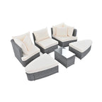 Ensemble de canapés ronds de conversation d'extérieur 6 pièces pour patio