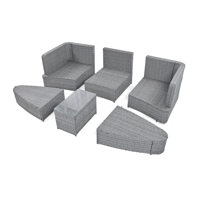 Ensemble de canapés ronds de conversation d'extérieur 6 pièces pour patio