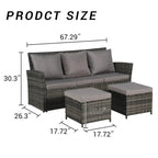 Ensemble de mobilier de patio 3 pièces, canapé d'extérieur en résine tressée, ensembles de conversation pour patio, ensembles de mobilier en résine tressée PE résistants aux intempéries