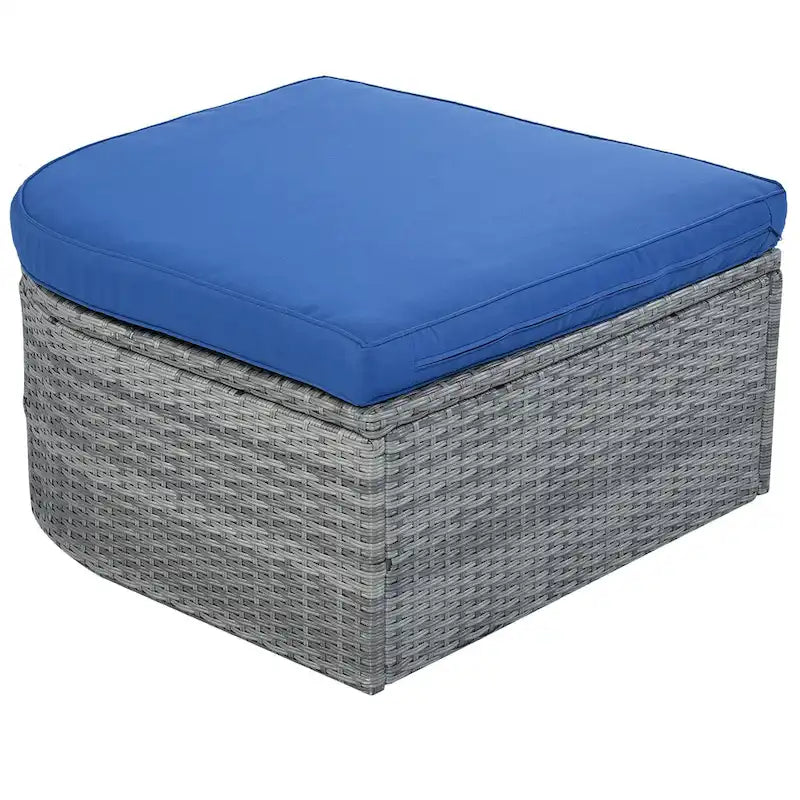 Ensemble de conversation en osier avec lit de jour modulaire, bain de soleil et baldaquin