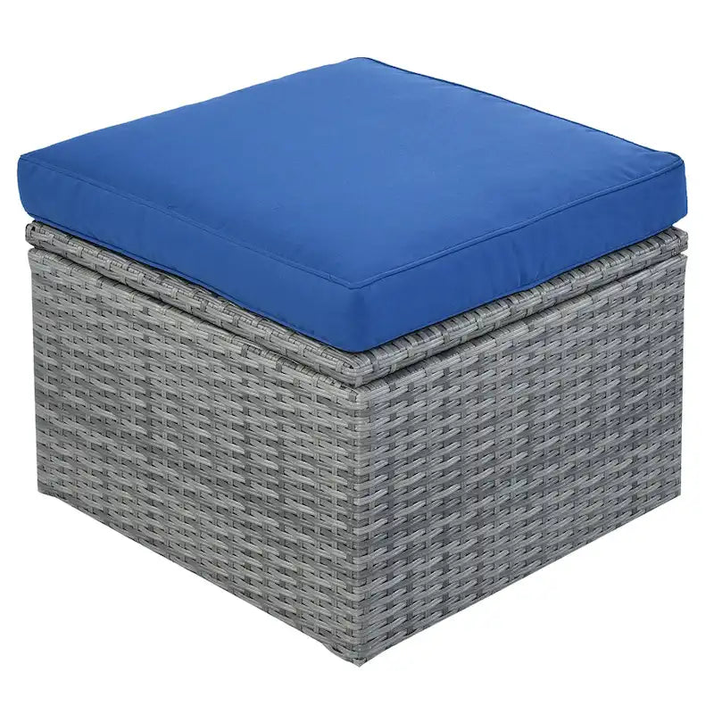 Ensemble de conversation en osier avec lit de jour modulaire, bain de soleil et baldaquin