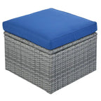 Ensemble de conversation en osier avec lit de jour modulaire, bain de soleil et baldaquin