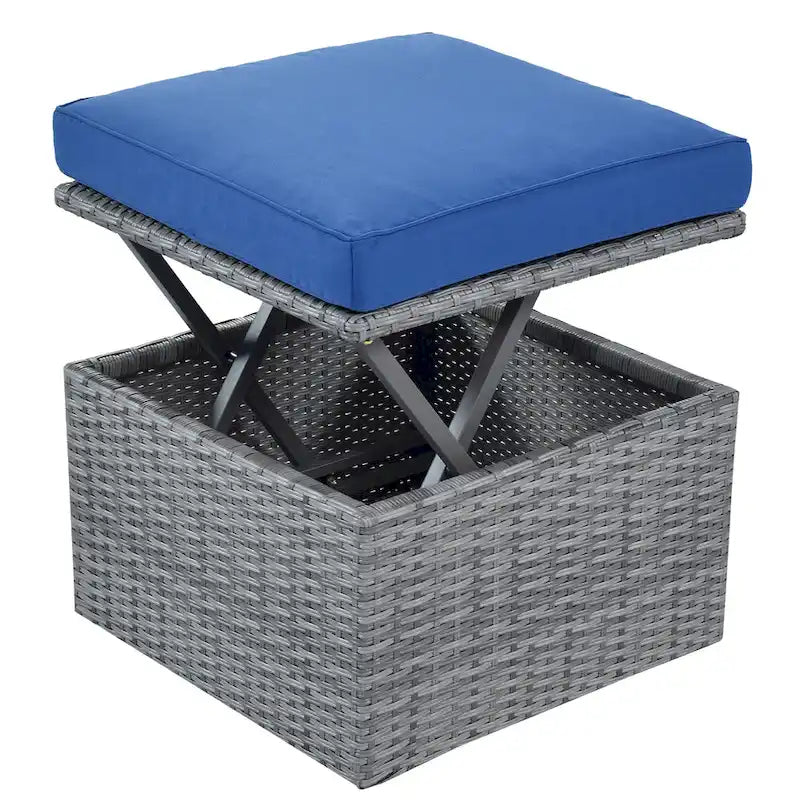 Ensemble de conversation en osier avec lit de jour modulaire, bain de soleil et baldaquin