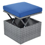 Ensemble de conversation en osier avec lit de jour modulaire, bain de soleil et baldaquin