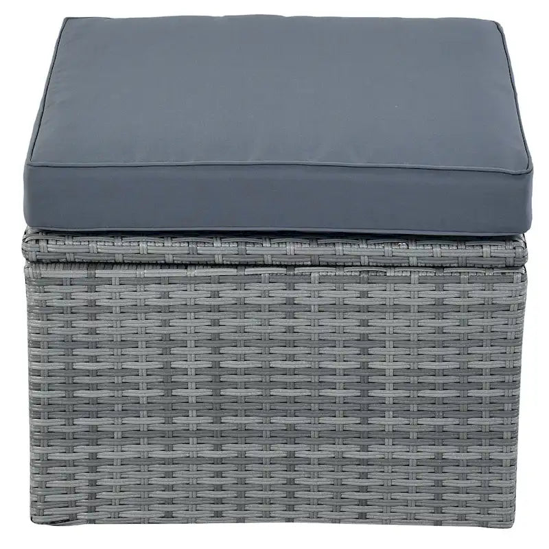 Ensemble de conversation en osier avec lit de jour modulaire, bain de soleil et baldaquin