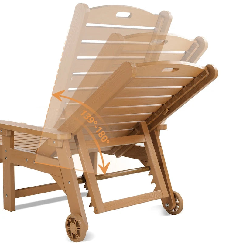 Chaise longue d'extérieur Yurevna HDPS résistante aux intempéries avec table d'appoint (ensemble de 2 pièces)