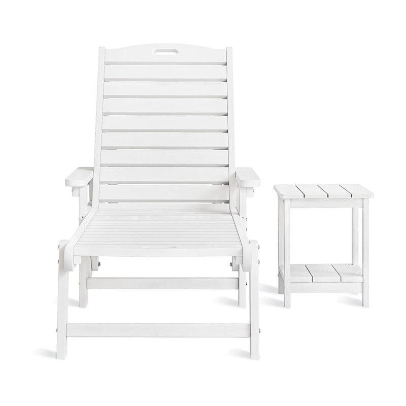 Chaise longue d'extérieur Yurevna HDPS résistante aux intempéries avec table d'appoint (ensemble de 2 pièces)