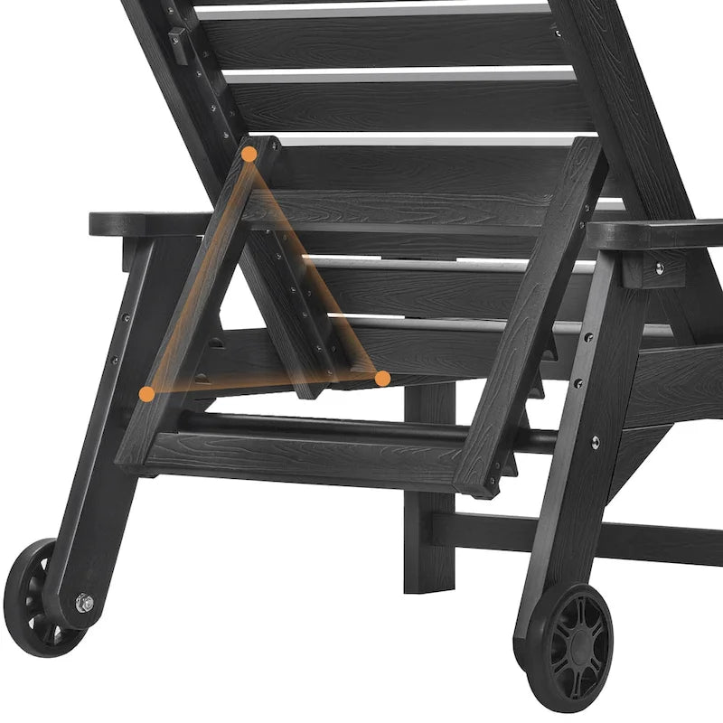Chaise longue d'extérieur Yurevna HDPS résistante aux intempéries avec table d'appoint (ensemble de 2 pièces)