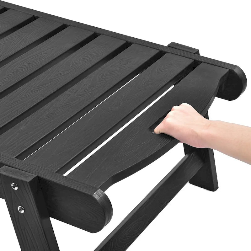 Chaise longue d'extérieur Yurevna HDPS résistante aux intempéries avec table d'appoint (ensemble de 2 pièces)